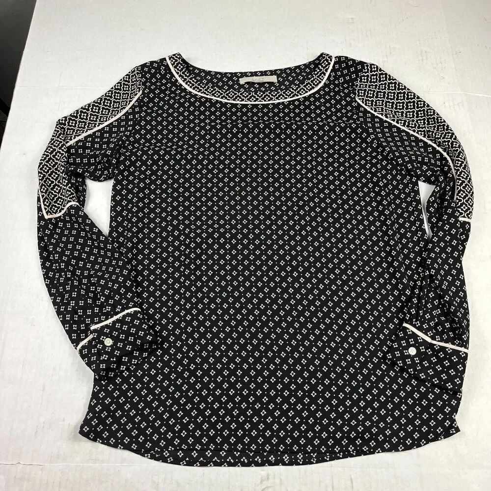 LOFT Blouse Printed Long Sleeve Work Office Dressy Top Lightweight Shirt MEDIUM